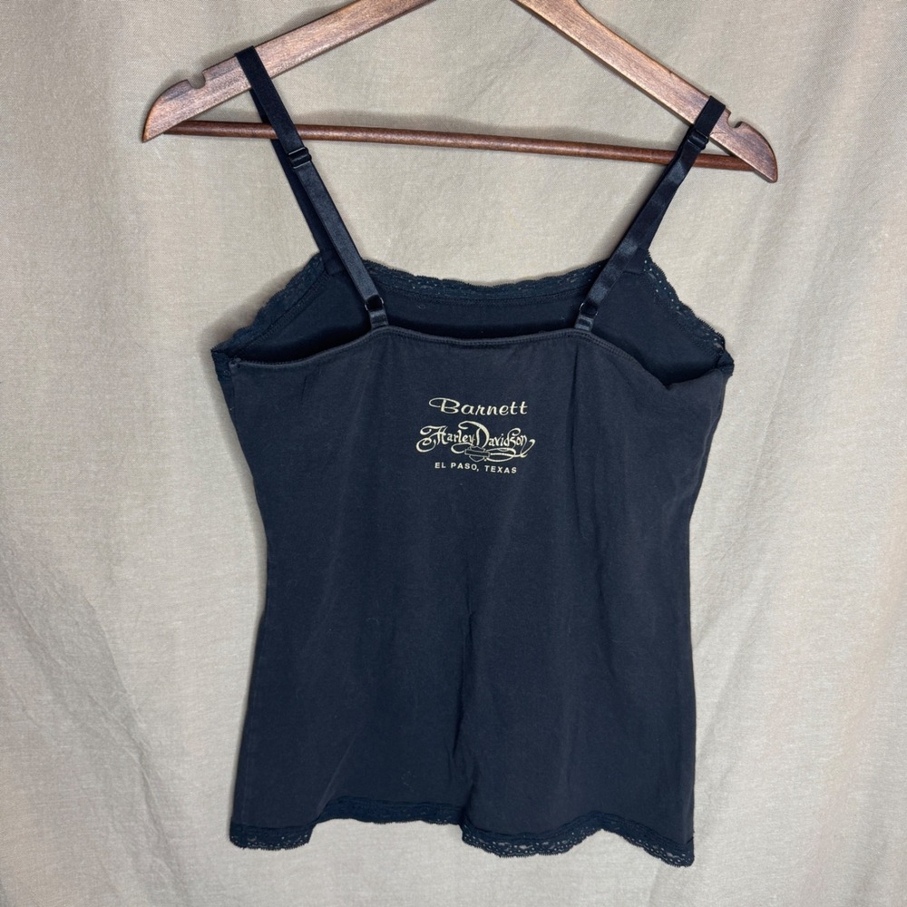 Harley-Davidson Womens Black Lace Trim Graphic Cami Tank Top Large Barnett 2011 - Picture 4 of 4